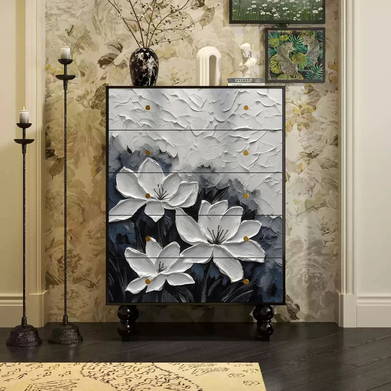 

Картина маслом, текстура, окрашенная из цельного дерева, комод для спальни, гостиная, ящик для хранения, шкаф для гостиной, декоративная страница