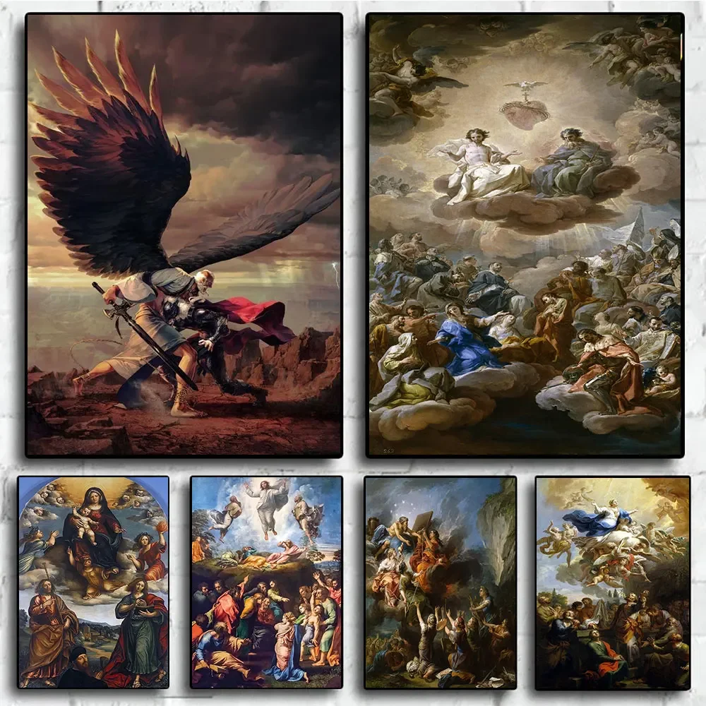 ملصق صورة ديني عتيق ، طباعة مسيحية ، تبدل المسيح ، لوحة قماشية ، صورة فنية جدارية للغرفة ، ديكور منزلي #2