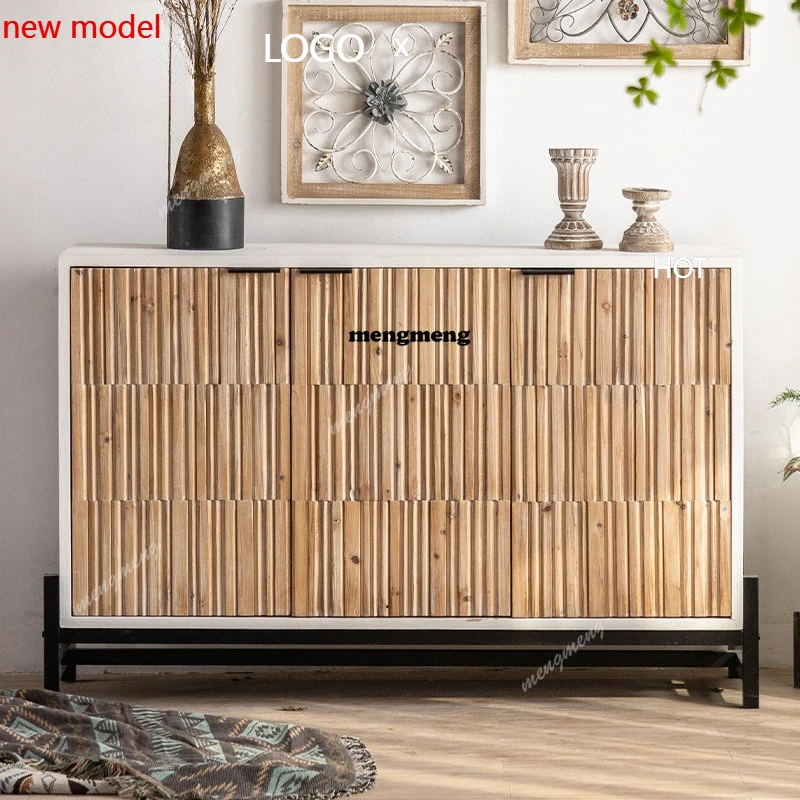 

H132 American retro dining side cabinet four-door creative storage cabinet villa entry shoe entrance cabinet