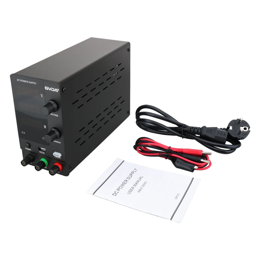 GVDA Adjustable DC Regulated Power Supply Laboratory Lab Bench Power Source Switch Power Supply Stabilizer with Rotary Encoder