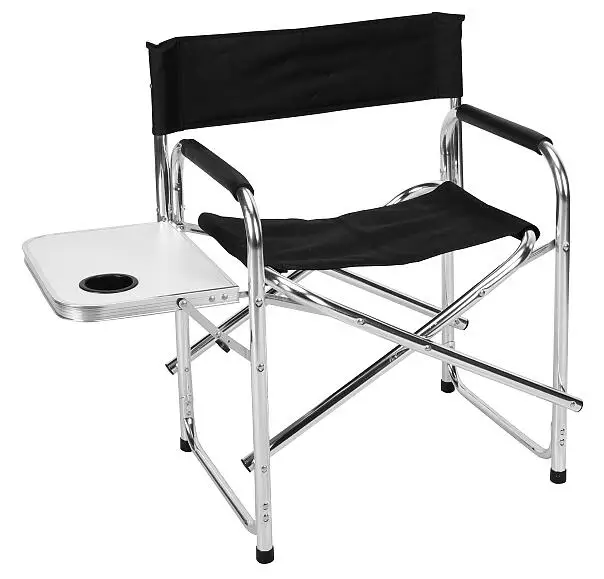 

Hot sale! Outdoor Beach Chair Director Chair Foldable Interior Aluminum Black Metal Folding Chair with Tray