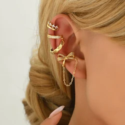 ZHONGVI Non Piercing CopperTwisted Tassel Ear Cuff Unisex Bold Statement Zircon Cartilage Cuff Earrings for Women Jewelry