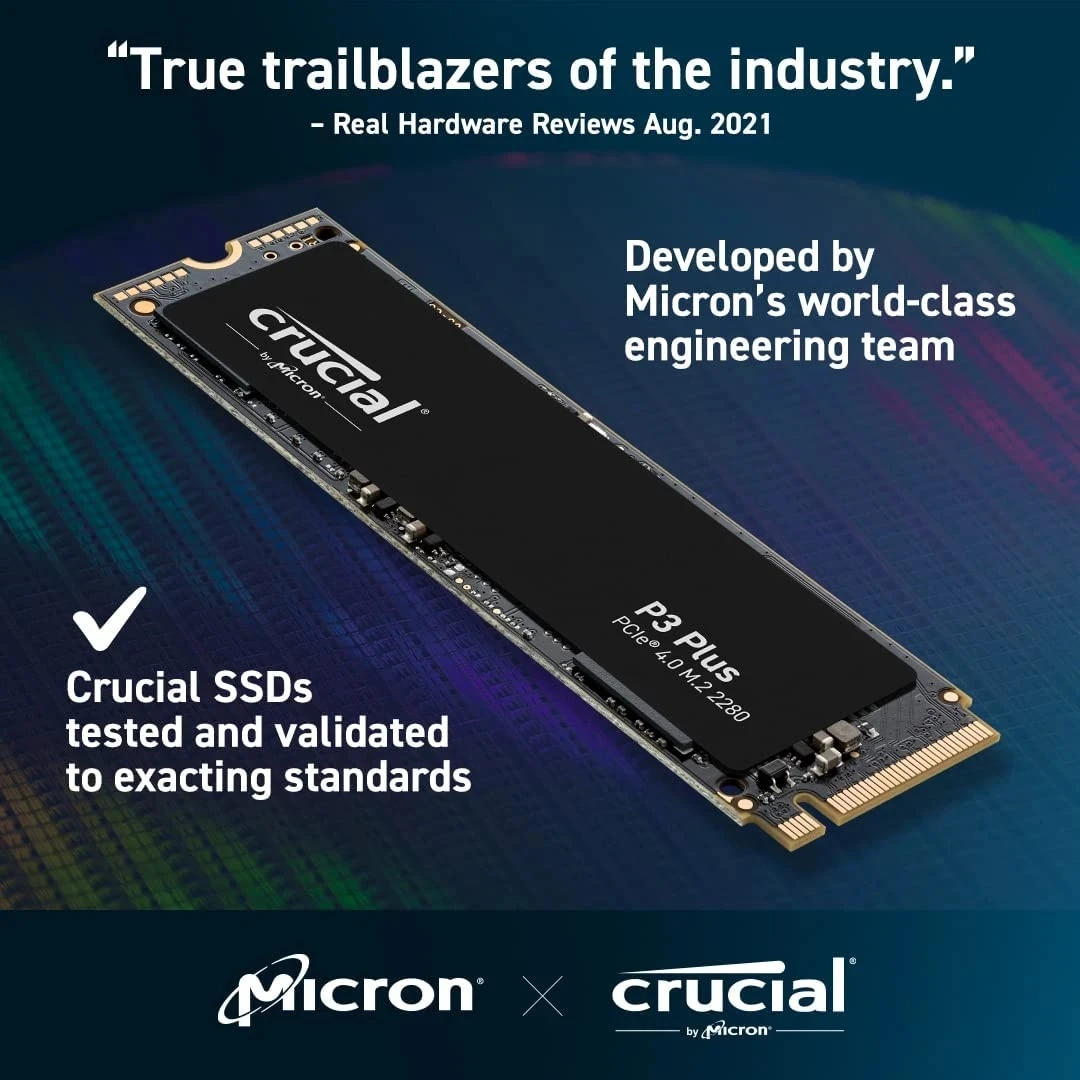 Crucial P3 Plus 1TB 2TB PCIe 4.0X4 3D NAND NVMe M.2 2280 SSD interno, até 5000 MB/s (pacote OEM)