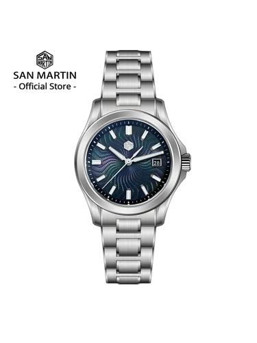 San Martin oficial 39mm Guilloche MOP Dial Gada reloj Miyota 9015 relojes mecánicos automáticos de lujo para hombres 10 ATM reloj SN0150