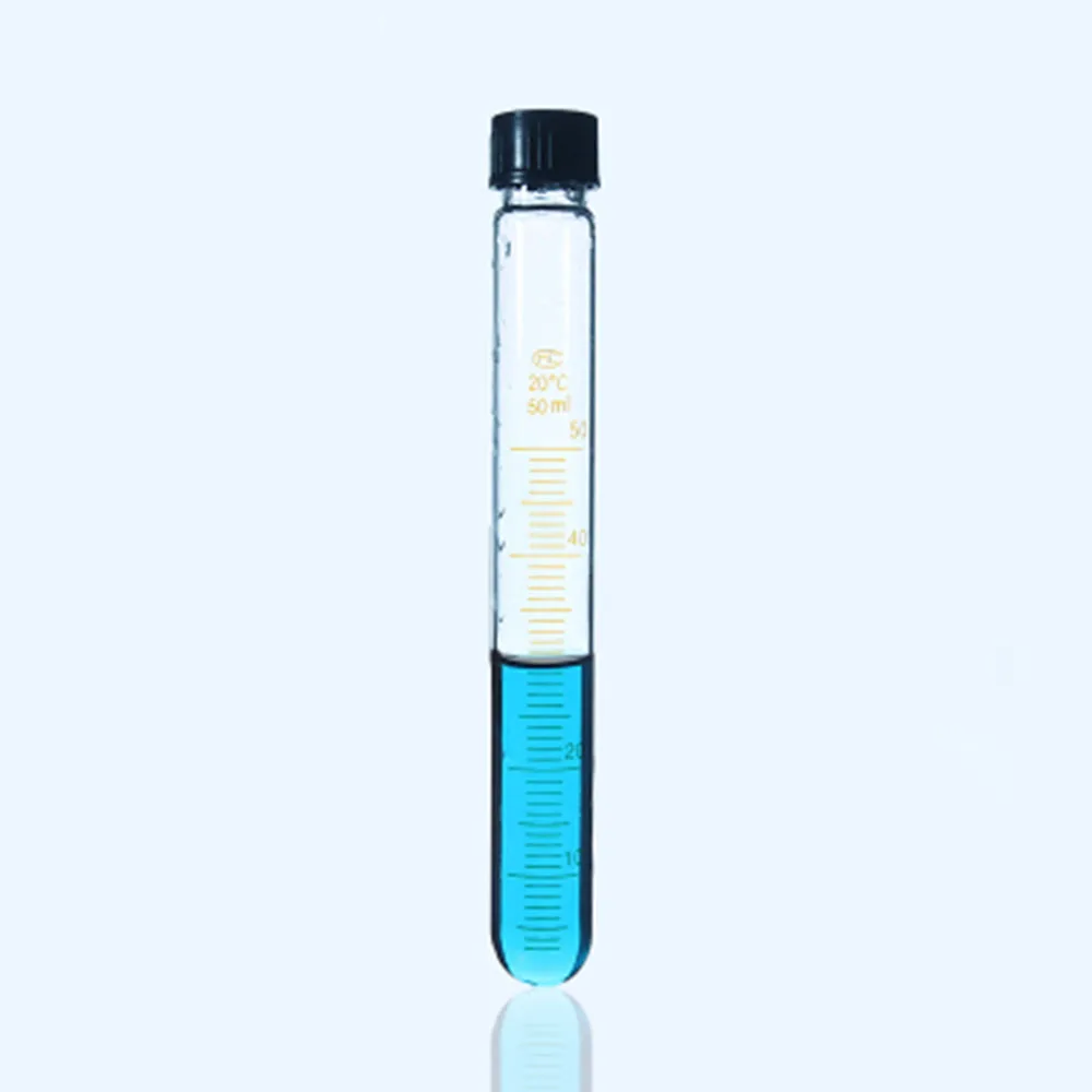 

2pcs/lot 50ml Glass Test Tube with Screw Cap Calibration Test Tube Laboratory Supplies