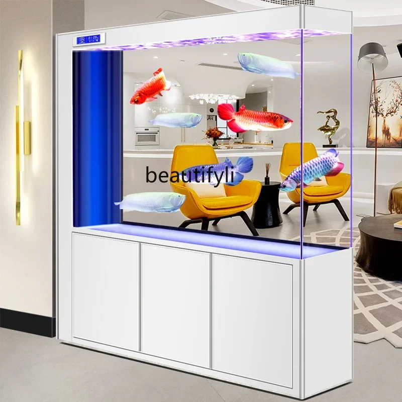 

53New ultra-white glass bottom filter fish tank, medium and large entrance screen integrated aquarium in the living room