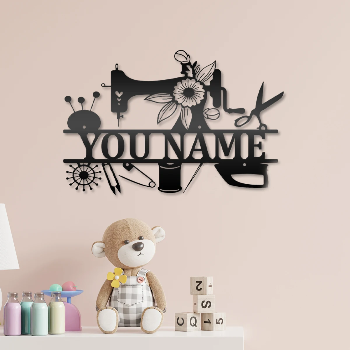 1pc cool sewing machine Custom Name Metal Wall Signs Iron Wall Plaque For Kids Room Living Room Home Decor