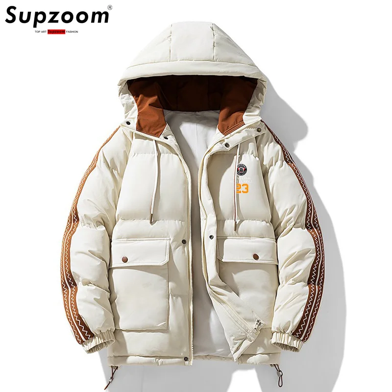 

Supzoom Новое поступление, модный свободный теплый осенне-зимний кардиган с принтом, повседневная мужская куртка с капюшоном на хлопковой подкладке