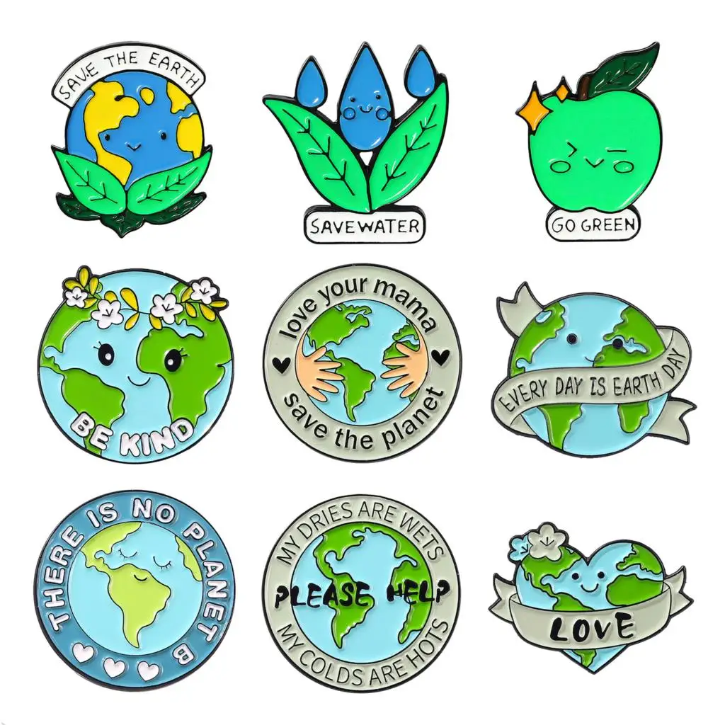 Save Earth Brooch Save Water Brooch Environmental Brooch Protection Earth Environment  Brooch Badge Save Earth Lapel Pin