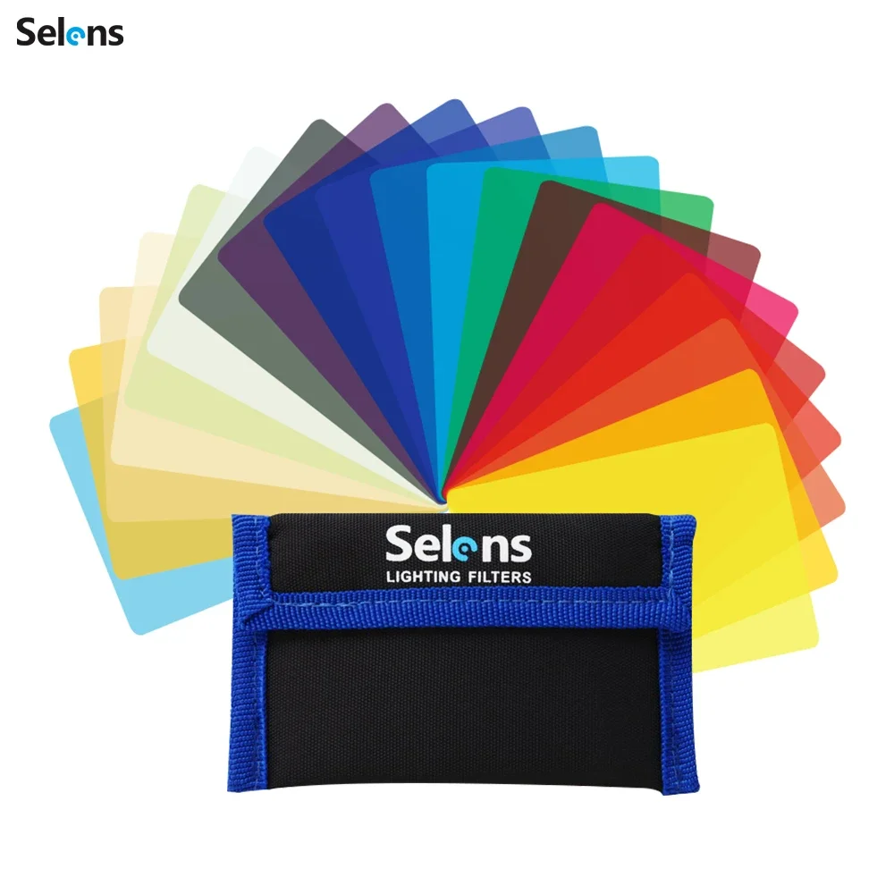 Selens 20pcs Color Lighting Gel Filters For AL-01 Film Transparent Color Correction Balance Lighting Filter Kit With Store Bag