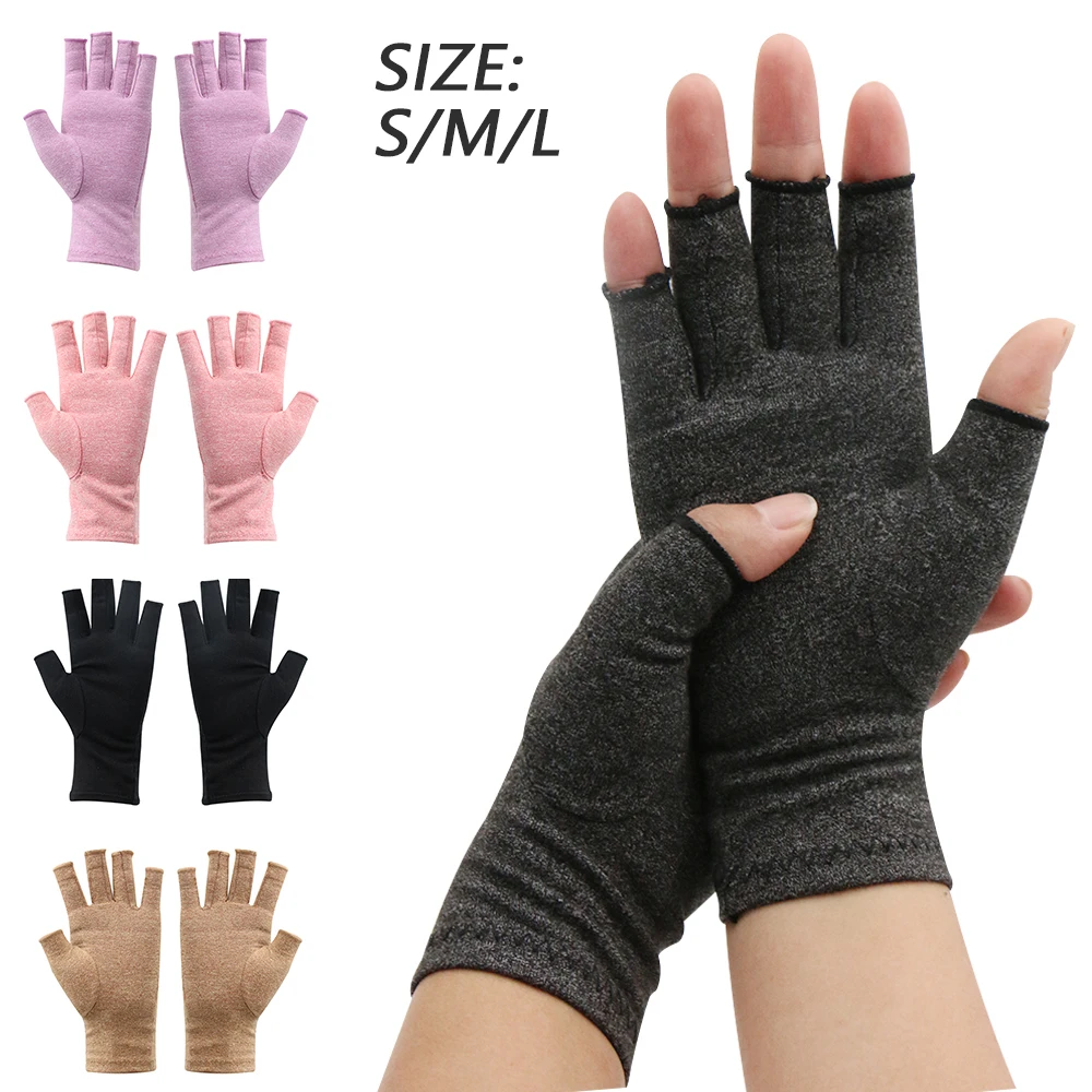 1 Pair Compression Cycling Arthritis Gloves Joint Pain Relief Half-finger Hand Gloves Breathable Sports Fitness Cycling Gloves