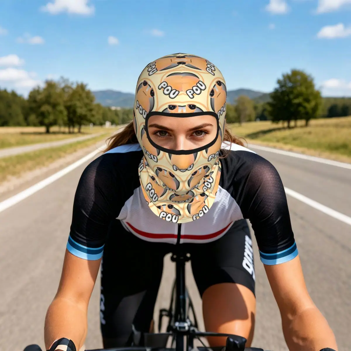 My Pet Alien Pou Cartoon Breathable Balaclava Full Face Mask Sun Protection Neck Gaiter For Motorcycle Cycling Fishing Outdoor
