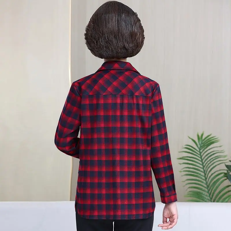 Women Blouses Office Lady Tops Plaid Button Up Long Sleeve Shirt Female Dovetail New Spring Korean Fashion Shirts Mujer T147