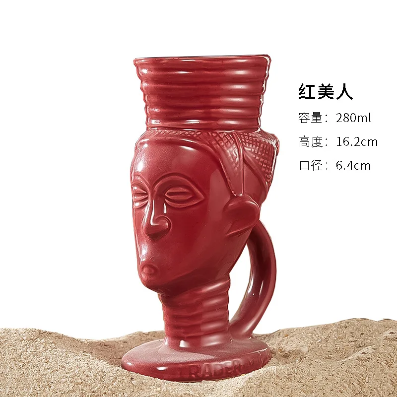 هاواي جزيرة عيد الفصح أكواب تيكي الخزف الإبداعي البيرة النبيذ القدح البيرة النبيذ كوكتيل كأس حفلة بار أداة السيراميك تيكي القدح 200-700 مللي