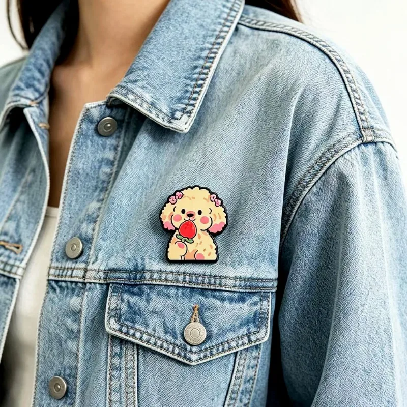 Cartoon flower and puppy-shaped badges, cute animal series alloy pins, accessories for clothes and bags, gifts for friends