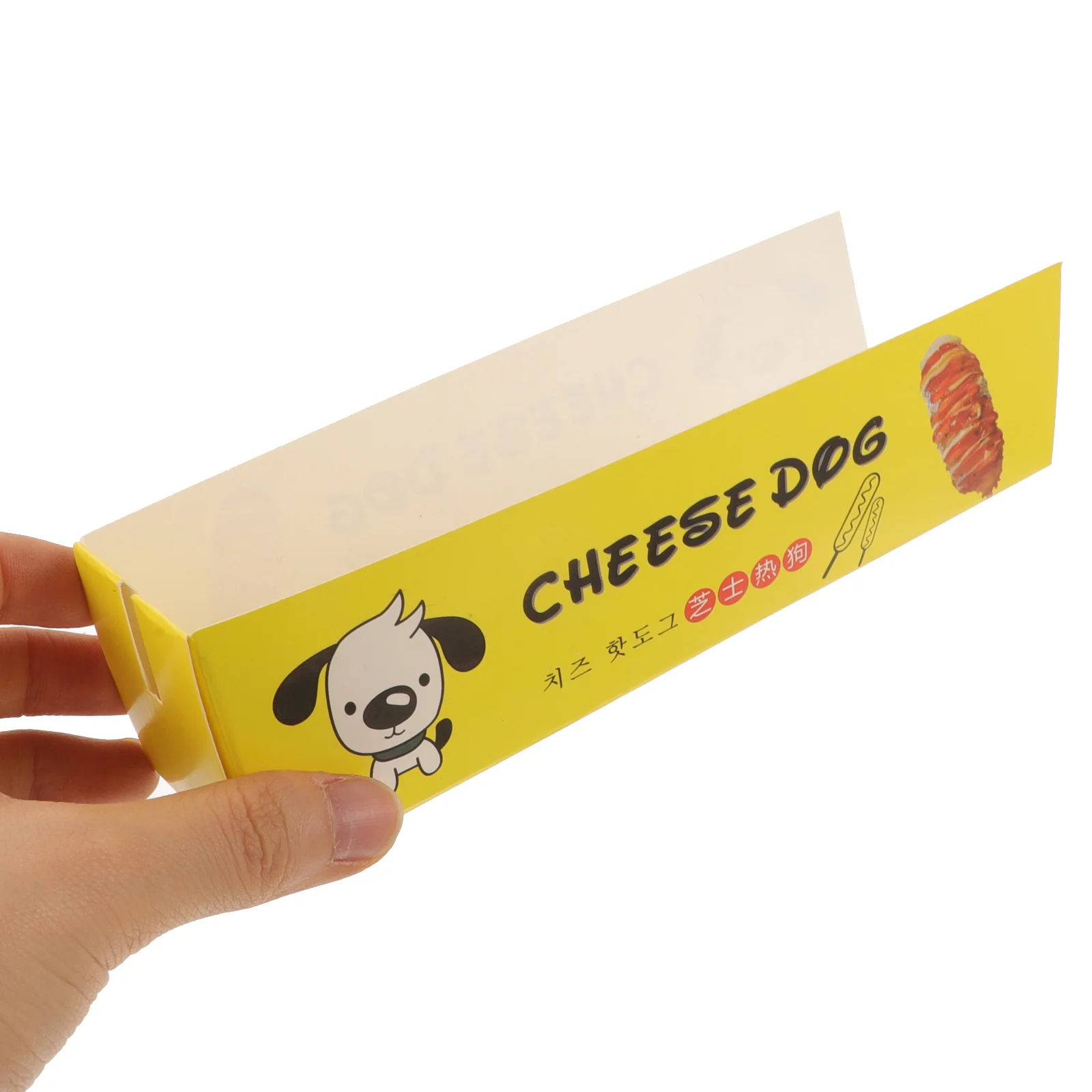 100 Pcs Fast Food Containers Hot Dog Box Sausages Paper Storage Tray Yellow Holder