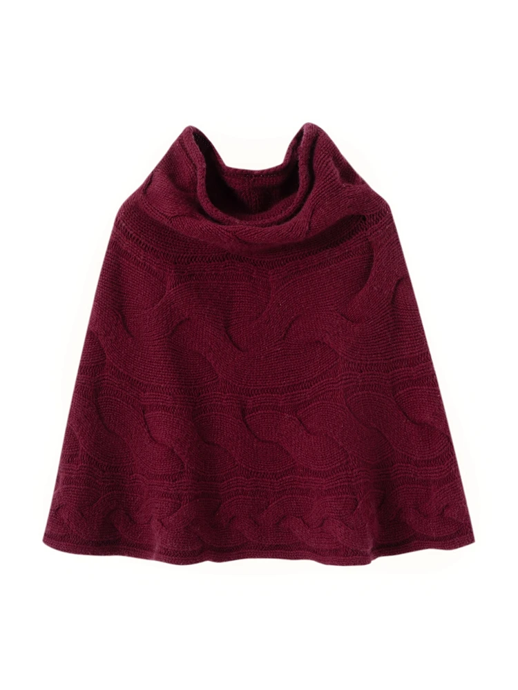 Thickened Turtle Neck Women 100% Cashmere Shawl Scarf Warm Autumn Winter Twist Flower Knit Cloak Temperament High Quality