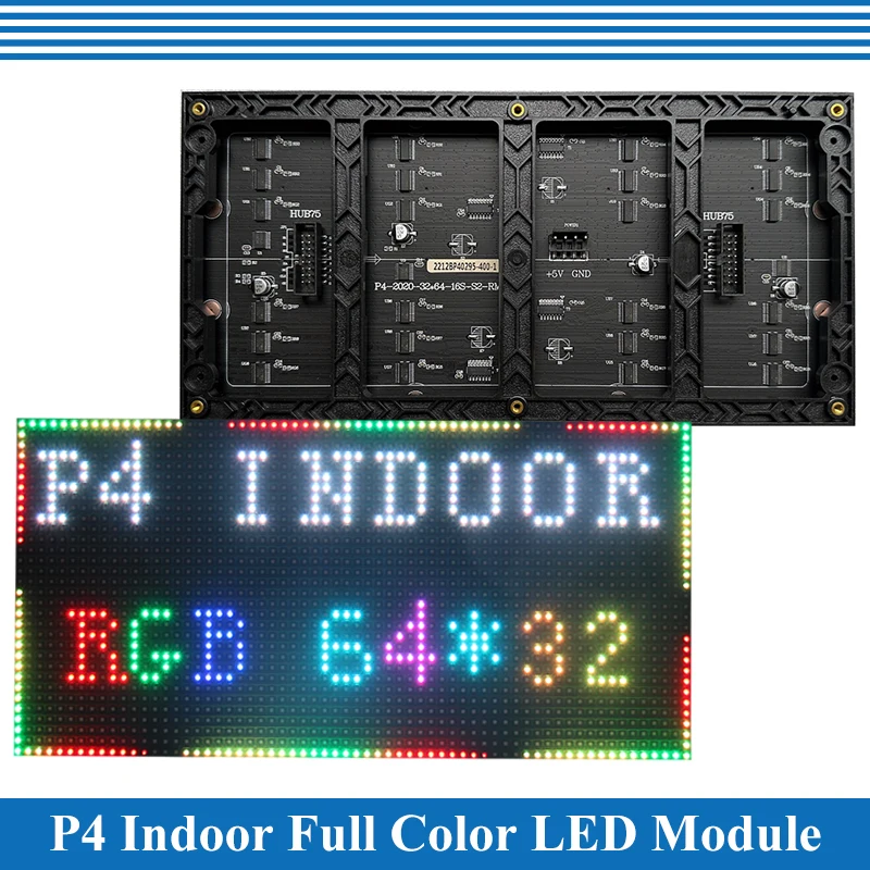 Module de panneau d\'écran LED P4 polychrome, 256x128mm, pixels 64x32, balayage 1/16, intérieur 3 en 1, SMD, RVB