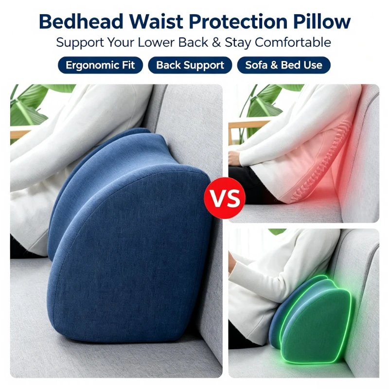 Ergonomic Bedhead Waist Protection Pillow Support Pillow Sofa Waist Cushion for Living Room Sofa Bedroom Daily Body Support