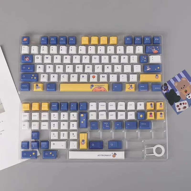 130 chaves tema astronauta keycap para mx switch gaming teclado mecânico cherry perfil pbt sublimação keycaps