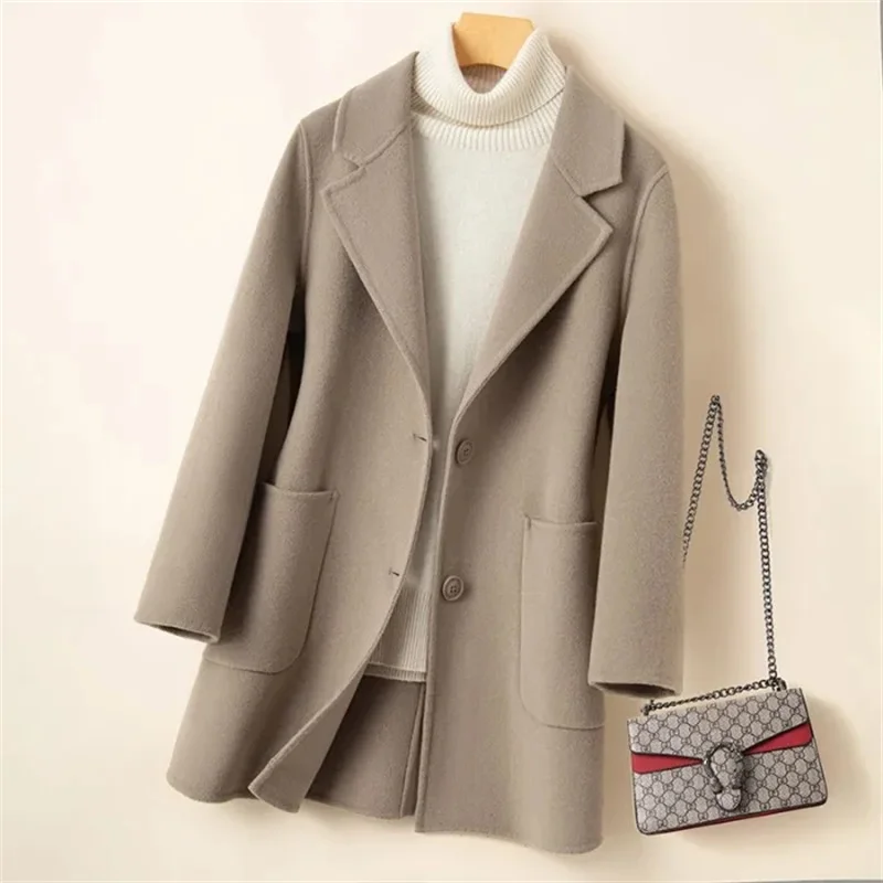

High-Quality Double-Sided Tweed Wool Coat Female 2025Autumn Winter New Woolen Jacket Women's Long Outerwear Fashion Overwear Top
