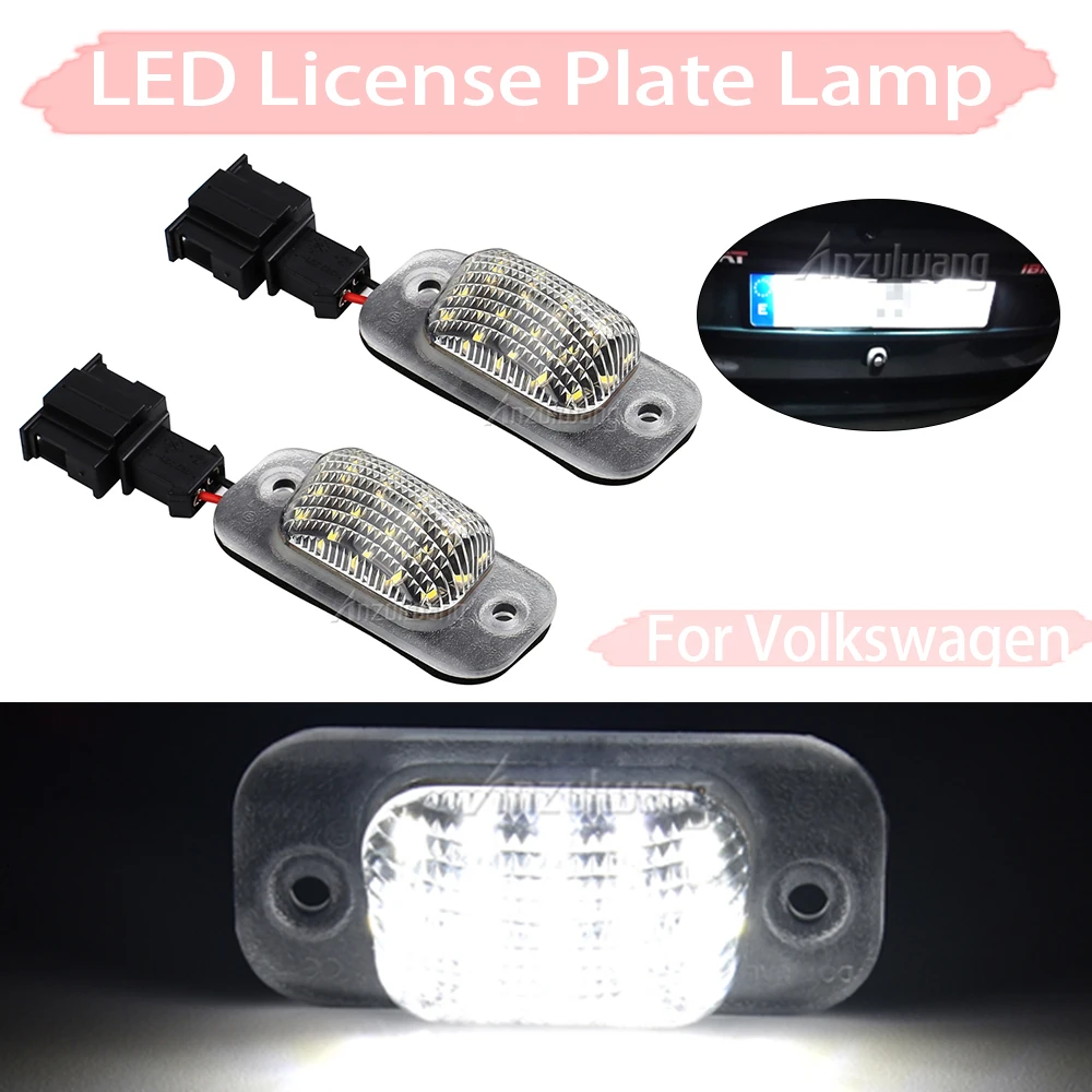 2Pcs Waterproof For VW Golf Mk3 Polo 3 Cabriolet Seat Ibiza Cordoba Vario 6K Error Free LED Number License Plate Lights Lamp