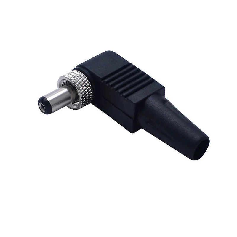 DC5.5 * 2.5mm with nut welding plug, 90 degree DC power connector 5.5 * 2.1 with locking bend male