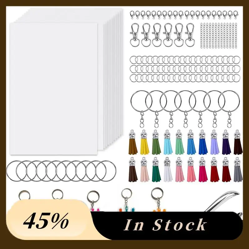 

Пластиковые листы для термоусадки A60zshrink, 20 листов в комплекте, 251 предмет в наборе для создания брелоков с термоусадкой, включая дырокол, бахрому, застежки-карабины, брелоки