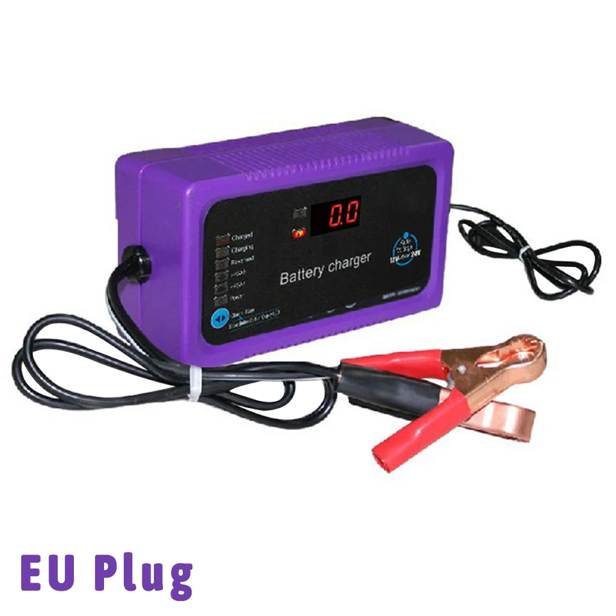 

Car Motorcycle Battery Charger Microcomputer Repair Battery Charger With LCD Display 12V/24V 200AH EU Plug