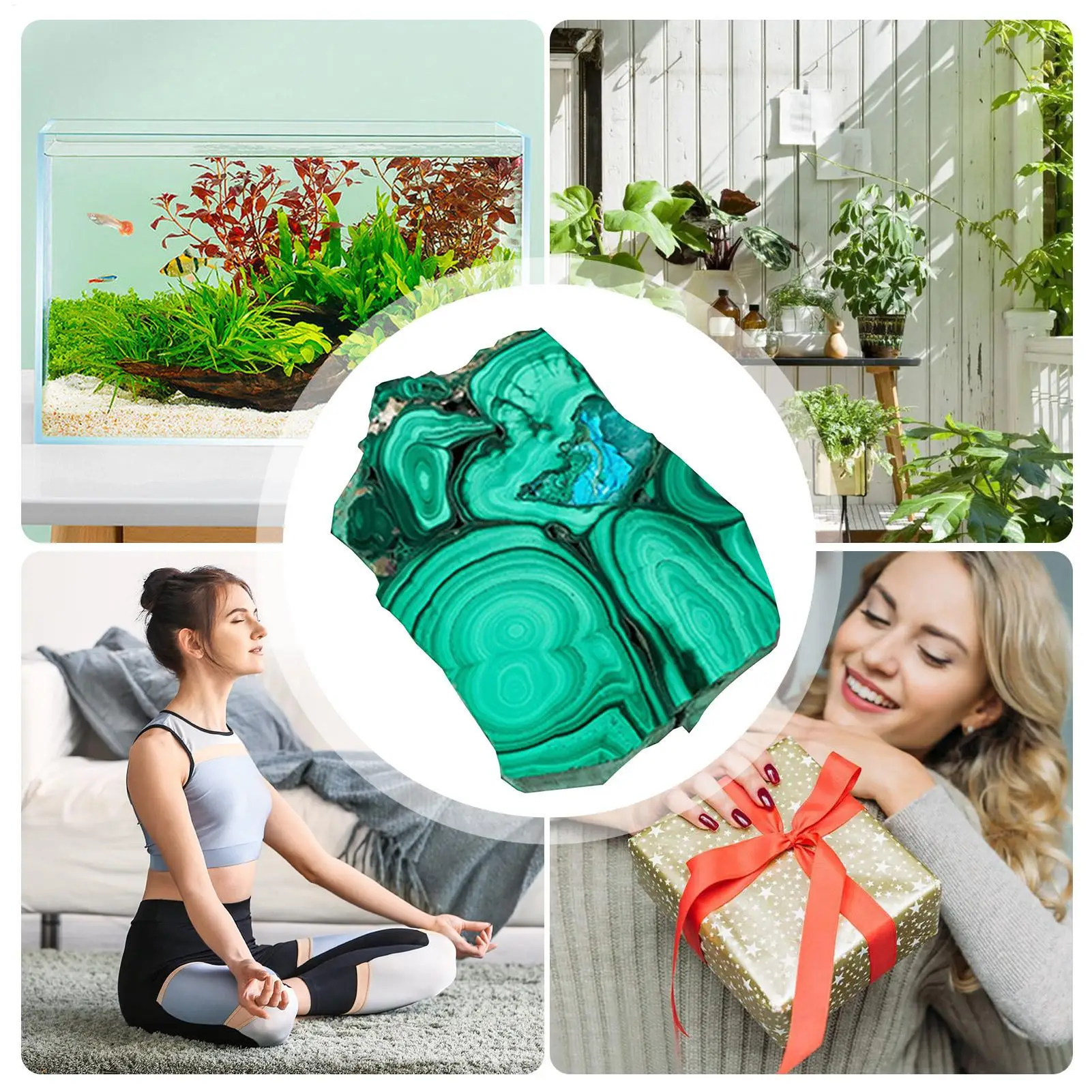 الملكيت الطبيعي مصقول شريحة حجر الكريستال الطبيعي الخام الملكيت شرائح حديقة المنزل ديكور فني صياغة المجوهرات الملكيت #6