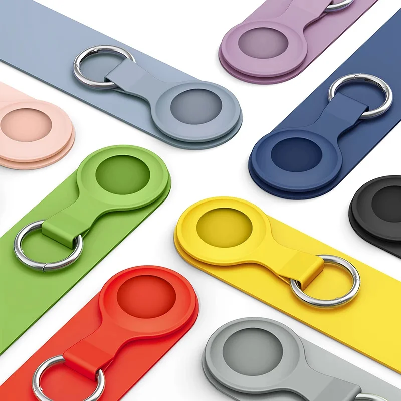 For Apple Airtags Silicone Case Protective Cover For Apple Air Tag Tracker Locator Device Keychain Anti-lost Bumper Shell Case