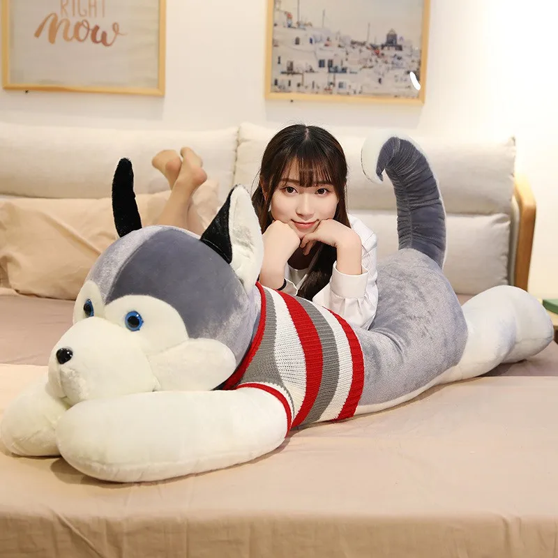 

120cm Giant Long Husky Dog Plush Toy Soft Stuffed Cartoon Animal Doll Girlfriend Sleeping Pillow Cushion Home Decor Kids Gift