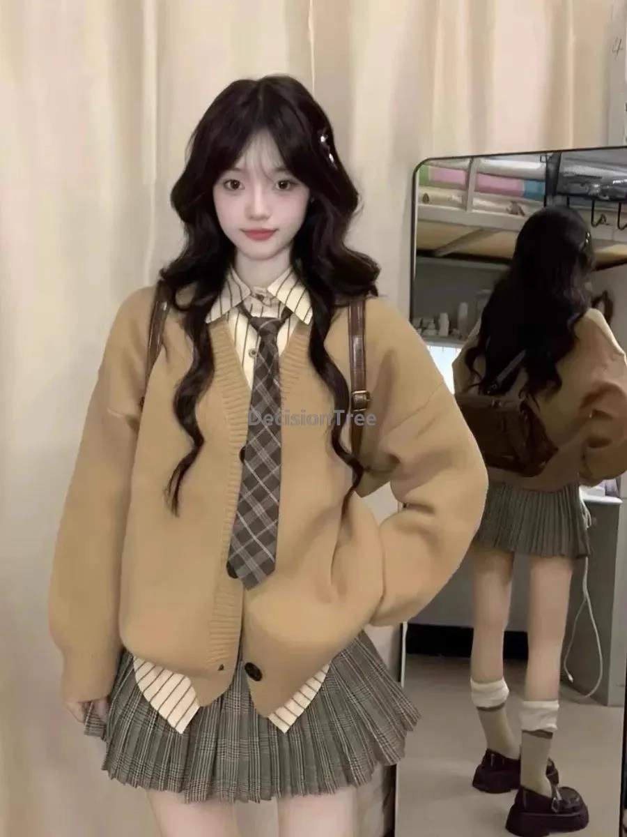 

Осень-зима 2022, теплая школьная форма в корейском стиле, стильная милая повседневная униформа JK для девочек, свободный костюм для отдыха и темперамента