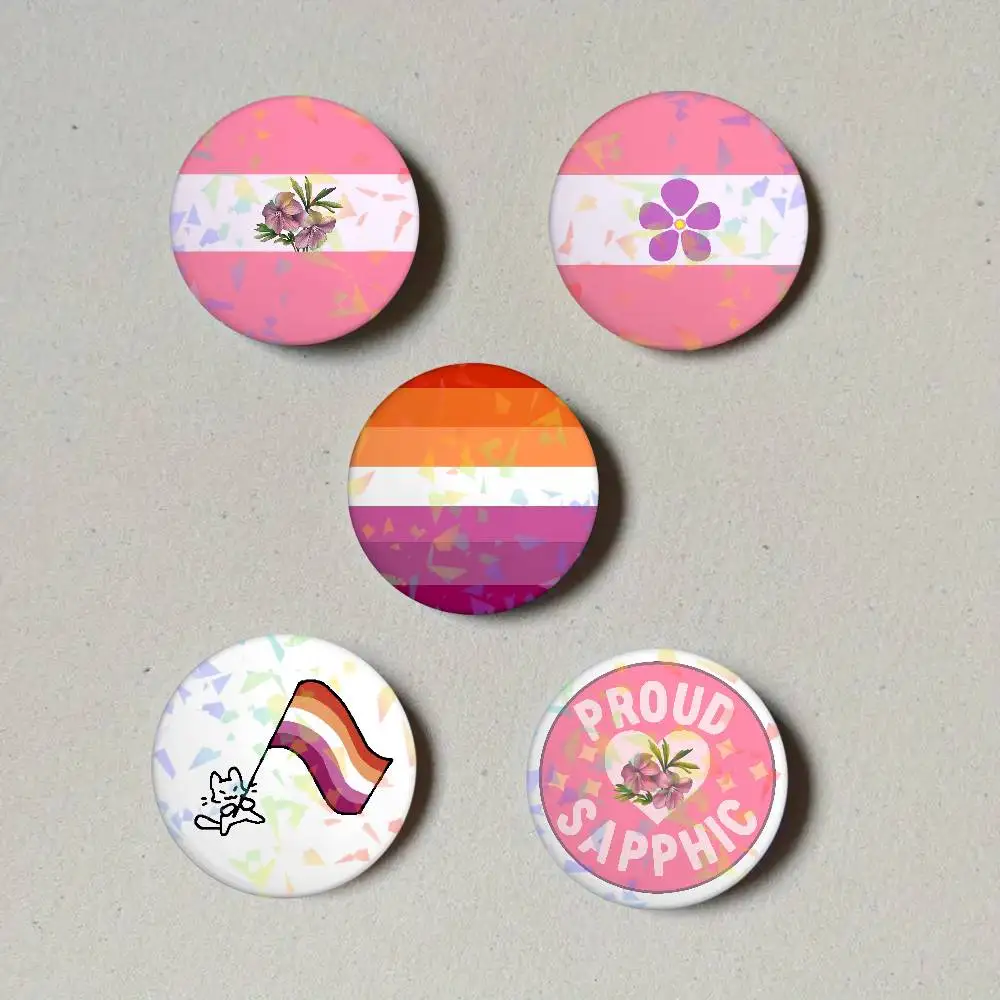 Sapphic Pride    Badge fragmentation laser Game Figure Soft Button Pins Handmade Cartoon Round Brooch Bag