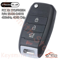 KEYECU 4 przyciski 433MHz 4 d60 Chip dla Kia Optima 2016 2017 2018 2019 2020 Auto obrotowy pilot brelok 95430-D4010 SY5JFRGE04