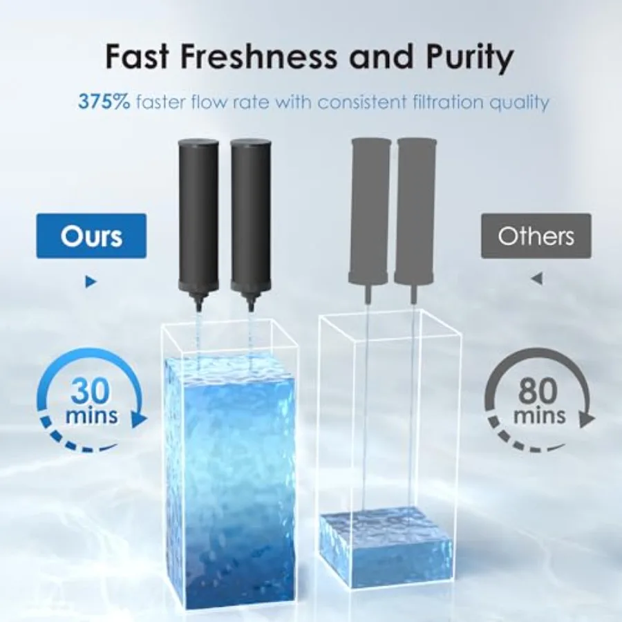 Sostituzione del filtro dell'acqua certificato NSF/ANSI 42372 per Berkey BB9-2 Black Filters ProOne o Alexapure Gravity Water Fi