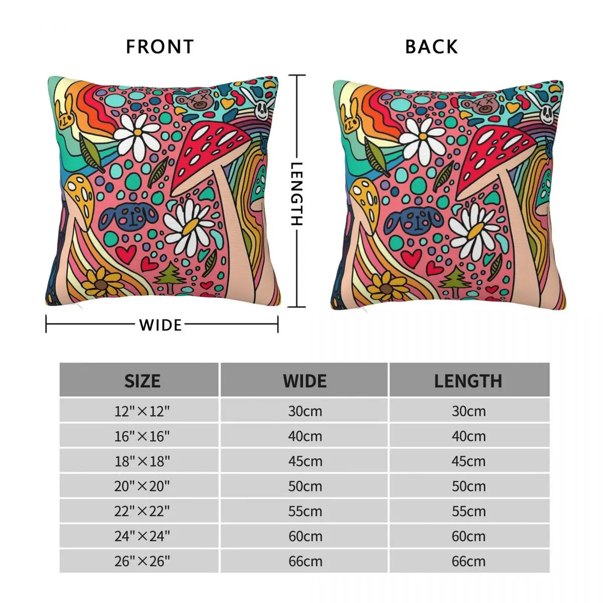 Colourful Mushroom Forest Square Pillowcase Polyester Linen Velvet Pattern Zip Decor Throw Pillow Case Home Cushion Cover 18