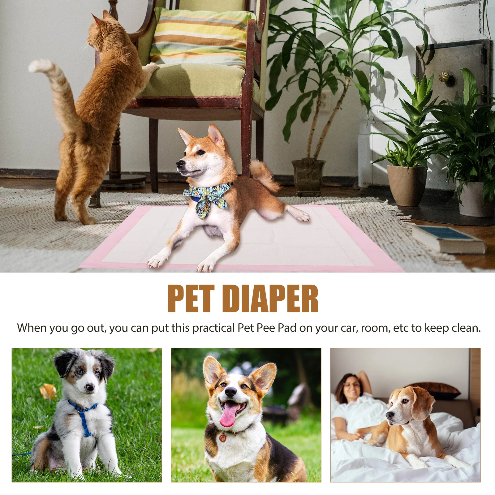 

1Pack Pet Training Mats Absorbent Nonwoven Fabrics Perfect for Apartments S 33x45cm 100pieces Pet Training Pads