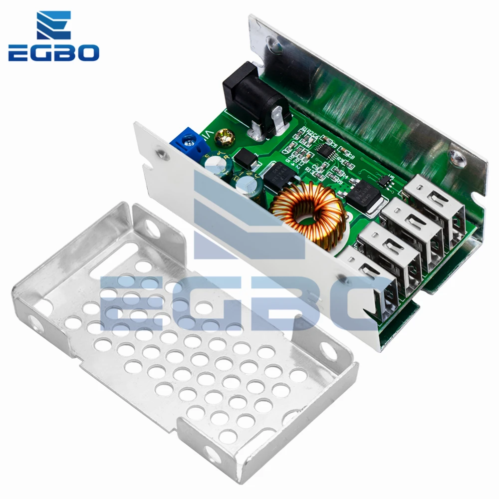 Módulo de Alimentação com Shell de Alumínio para Telefones, Step Down Board, DC-DC, 9V, 12V, 24V, 36V a 5V, 5A, 4 Saída USB