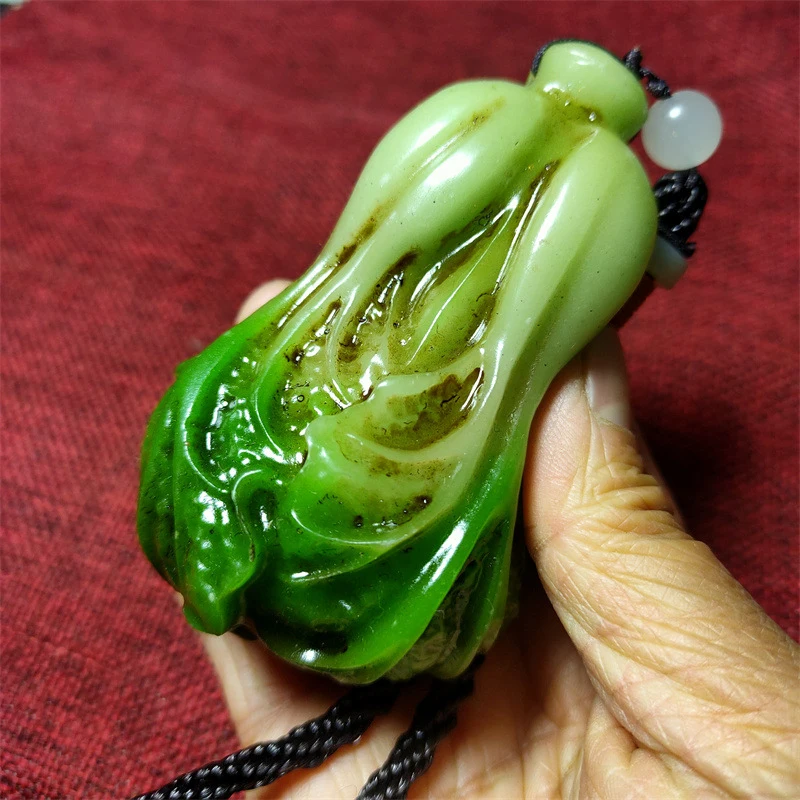 Antique Miscellaneous Resin Craft Jadeite Green Cabbage Handheld Ornament