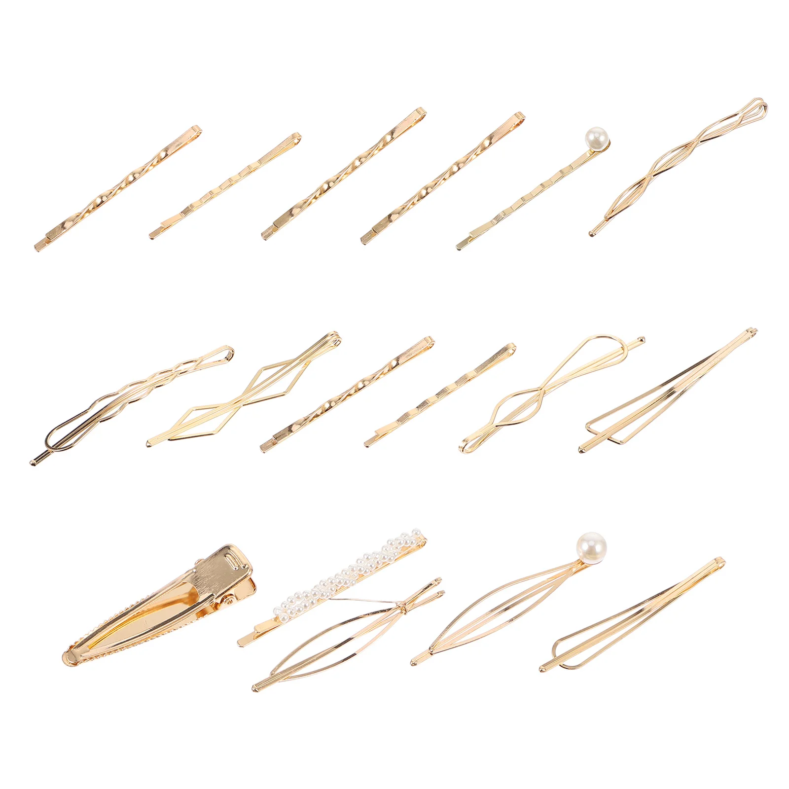

17Pcs Geometric Pearl Hair Clips Metal Hairpin with Manmade Pearl Inlay for Women Stylish Hair Accessories Barrettes