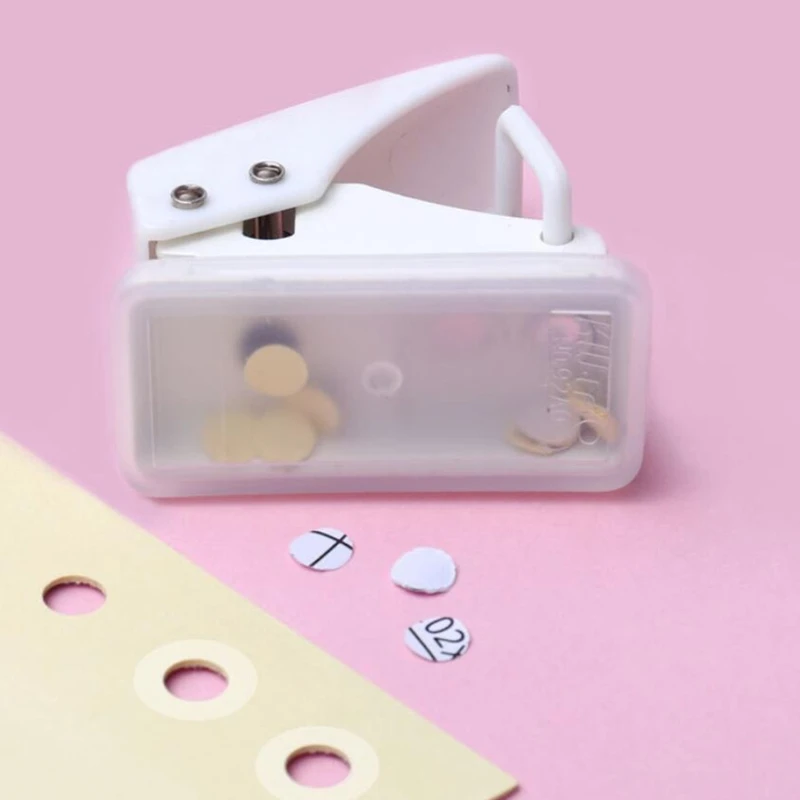 เครื่องเจาะรูกลมขนาดเล็กแบบพกพารูเดียวความจุ8แผ่นพร้อมถาดชิปสำหรับการ์ดกระดาษตัวยึดแบบ DIY