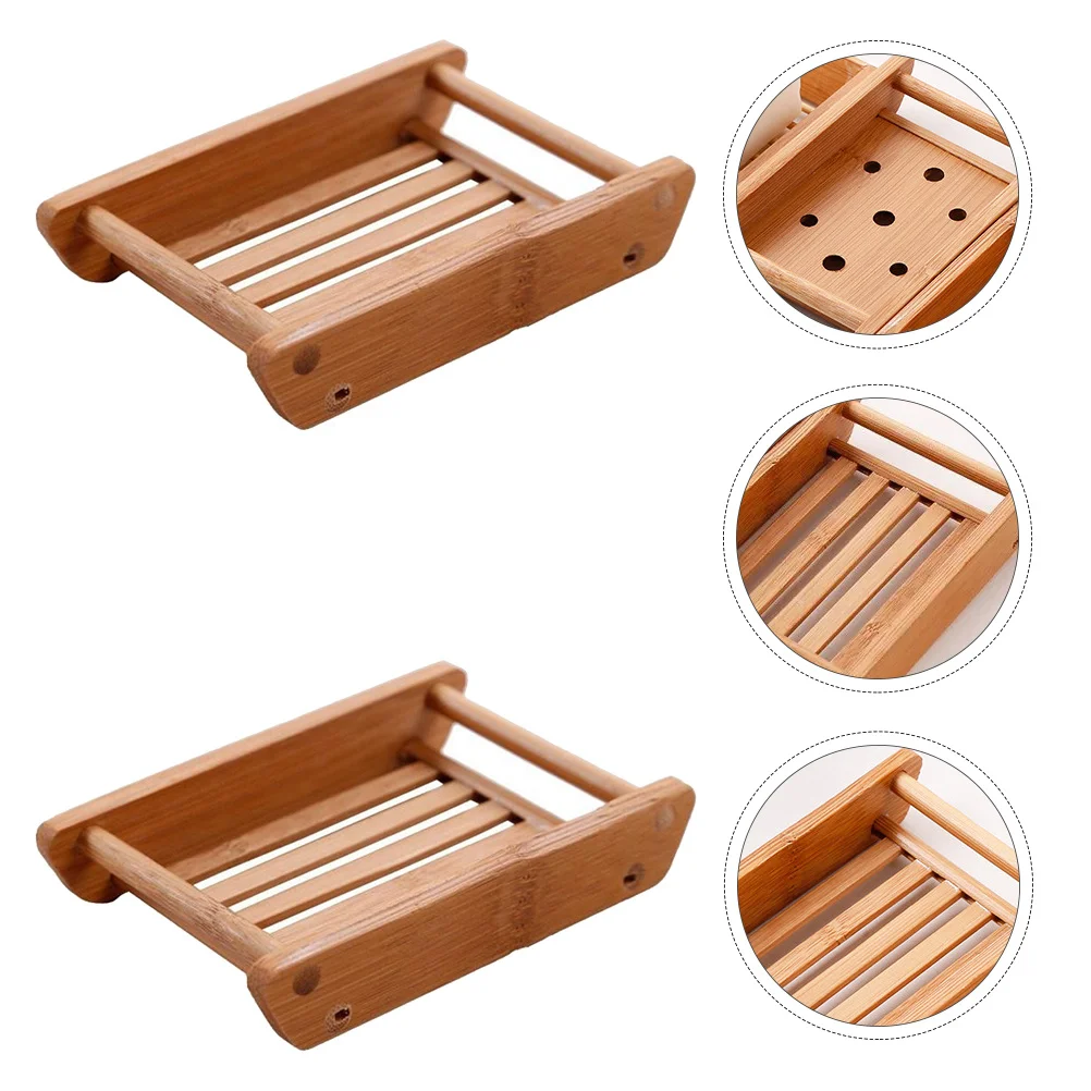 2pcs Wooden Case For Bathroom Kitchen Keep Dry Holder Natural Bathroom Box Soap Dish Soap Holder Housewarming Gift
