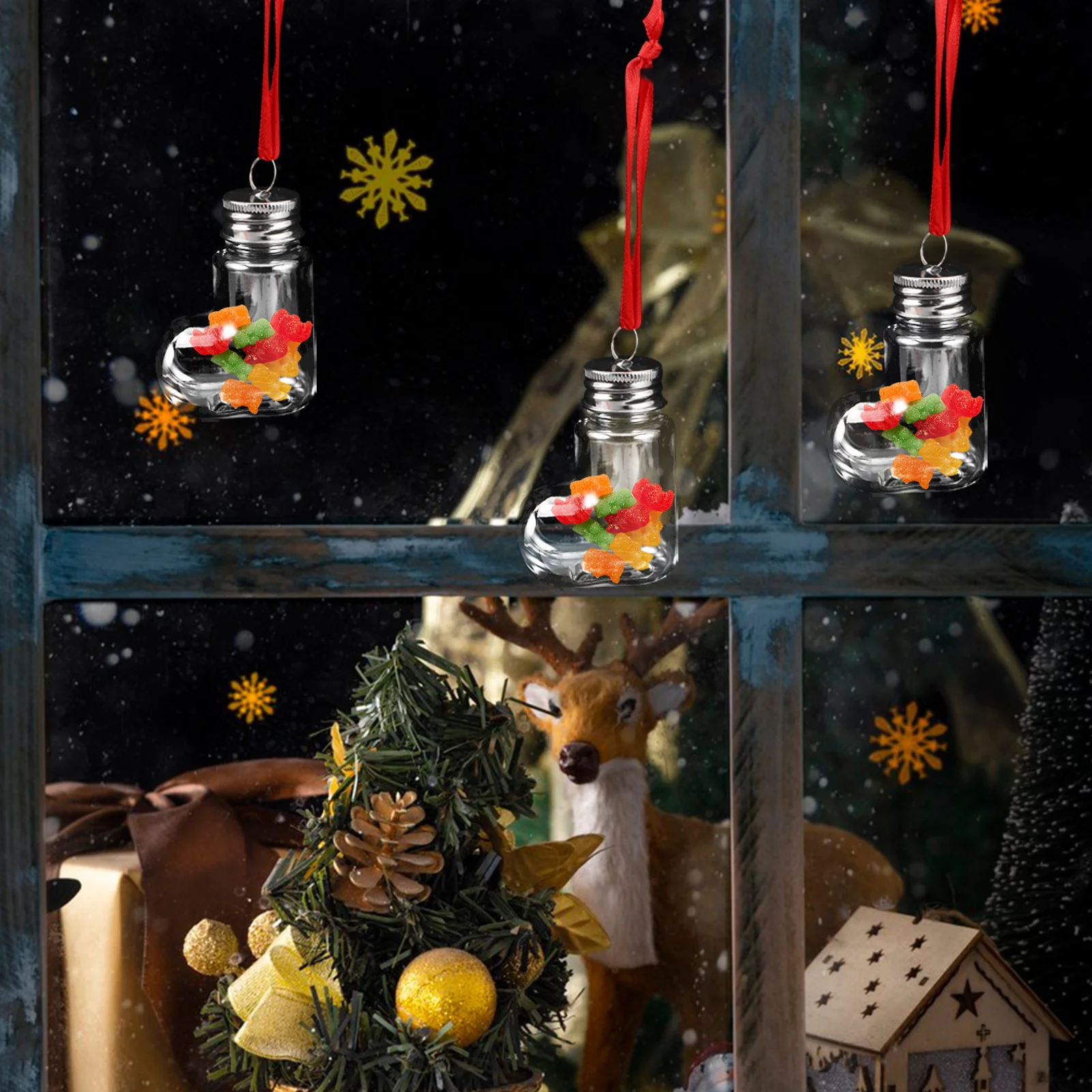 

14Pcs 50ml Clear Plastic Fillable Ornament Balls Sock Design Screw Cap DIY Holiday Treats Christmas Tree Decorations