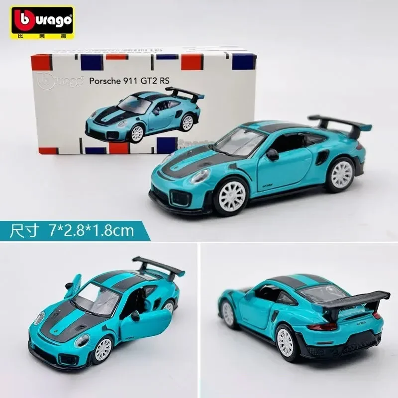 ブラゴ 1:64 ポルシェ 911 GT2 RS スポーツカーモデル 合金ダイキャストカーモデル クラフトデコレーションコレクション 誕生日プレゼント おもちゃ