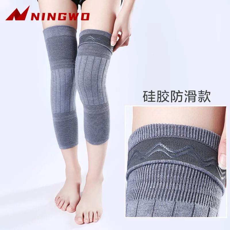 2PCS Winter Warm Wool Cashmere Leg Warmers Sleeves Thick Fleece Lined Knee Pads Brace Support Guard Protector Long Thermal Wraps