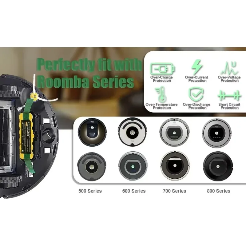

-Оригинальная батарея Roomba для пылесоса 14,4 В iRobot Roomba 500, 600, 700, 900, 650, 780, 800, литий-ионная батарея