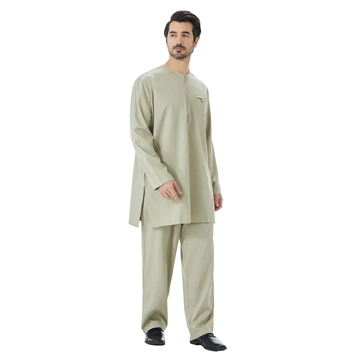 

Dubai Muslim Robe Arab Men Ramadan Pakistan Arabia Turkey Abaya Male 2 Piece Set Tops and Pants Islam Clothing Musulman Ensemble