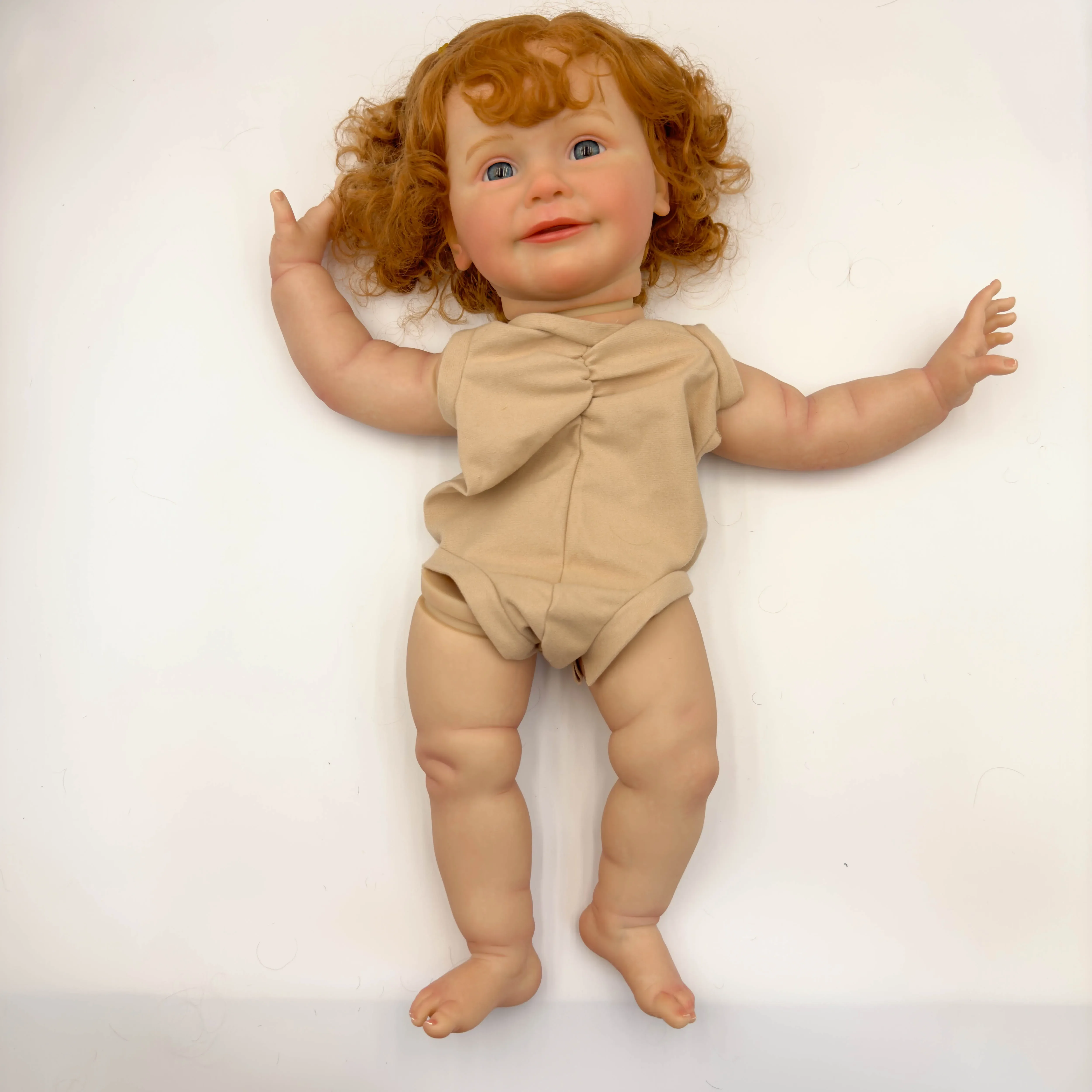 NPK 24inch Zoe Lifelike Unfinished Reborn Doll Kit Painted DIY Toy Doll Parts with Curly Brown Hair