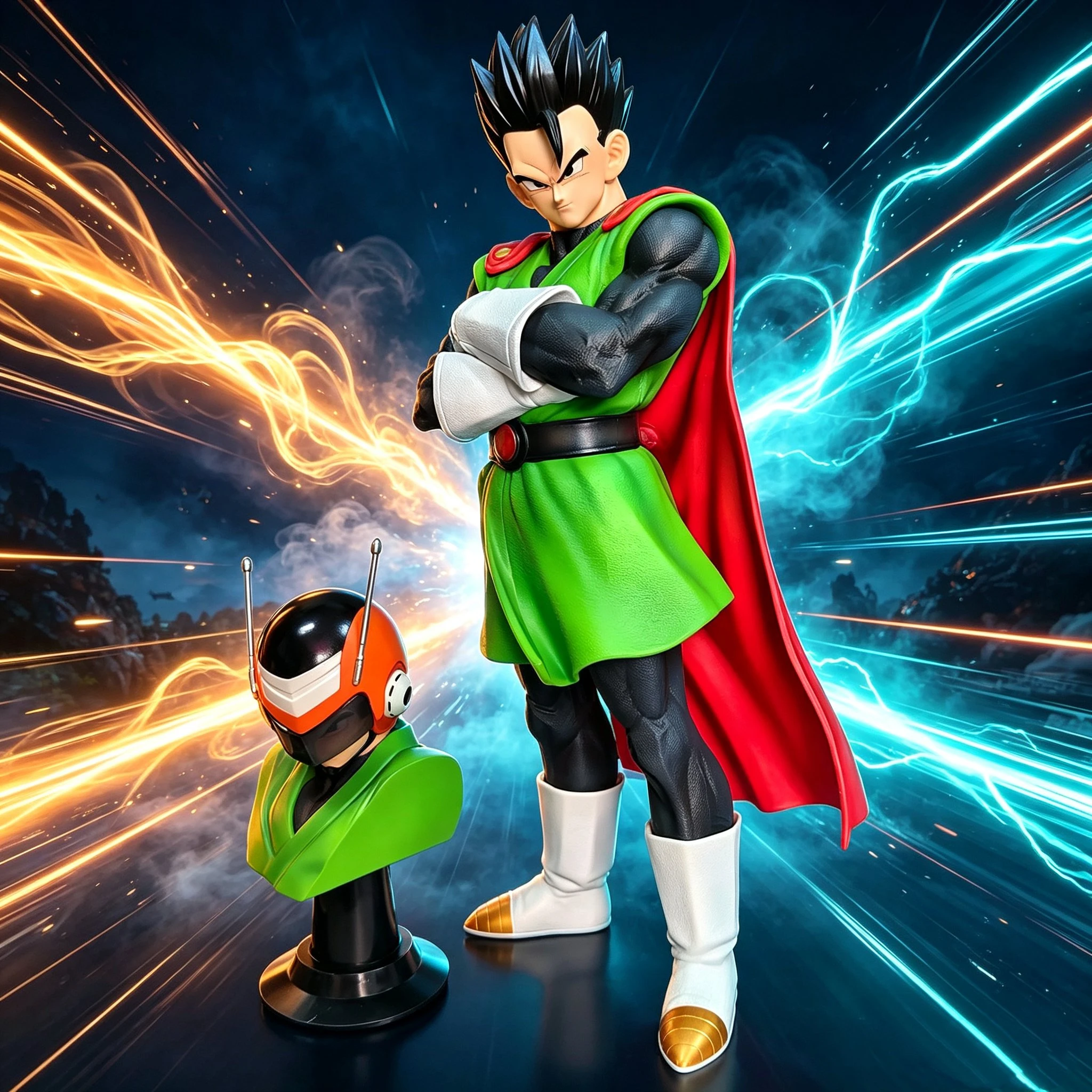 Figura de Ação Dragon Ball Great Saiyaman Gohan Videl, Estátua de Casal com Duas Cabeças, Modelo de Anime, Brinquedo Colecionável, Decoração, Presente